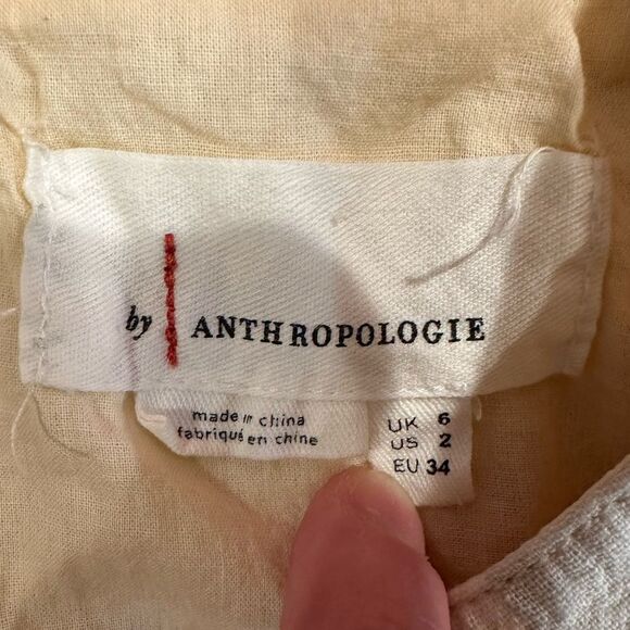 Anthropologie savannah striped jumpsuit beige linen blend - Picture 6 of 7